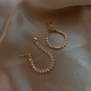 Korea prosty musujące Kryształ wisiorek kolczyki dla kobiet elegancki, uniwersalny modą kolczyki 2020 nowy biżuteria prezent