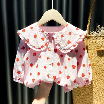 Koszulki dla dziewczyn 2020 jesień Baby Print bluzka z długim rękawem doll koszulki wiosna i jesień odzież Girls Baby bluzka dziewczyna topy