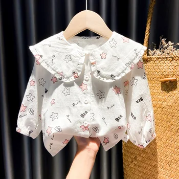 Koszulki dla dziewczyn 2020 jesień Baby Print bluzka z długim rękawem doll koszulki wiosna i jesień odzież Girls Baby bluzka dziewczyna topy