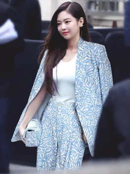 Kpop Seo wielu yea Ji jednorzędowy codzienny przewymiarowane kurtka kobiety z kieszeniami jesień nowa odzież plus size modne żakiety