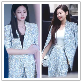 Kpop Seo wielu yea Ji jednorzędowy codzienny przewymiarowane kurtka kobiety z kieszeniami jesień nowa odzież plus size modne żakiety
