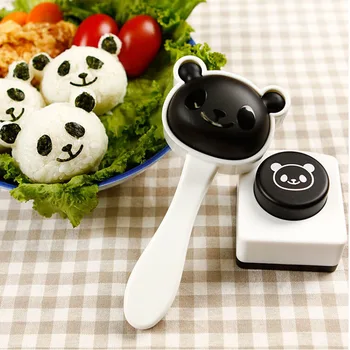 Kreskówka Panda kształt ryżu sushi formy garnitur twórczy onigiri lub herbaty formy nóż z alg morskich DIY kuchnia narzędzia do gotowania