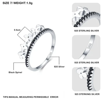 Kwiat 2018 nowy ładny 925 srebro wykwintne biżuteria pierścionek zaręczynowy czarny spinel pierścionek zaręczynowy dla kobiet Anillos Mujer G070