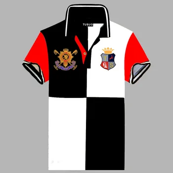 Lato nowa koszulka polo Mężczyźni biznes i moda casual Pacthwork z krótkim rękawem bawełna oddychająca plus rozmiar S-5XL Polo