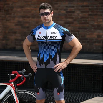 LEOBAIKY Hot Pro Team 2020 Summer Men Cycling Jersey Set Short Sleeve Mountain Bike Clothing Mtb Bicycle Clothes Sport Wear