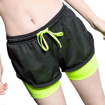 Letnie dwuwarstwowe szorty Damskie wąskie fitness szorty Damskie elastyczne casual szorty Damskie jogging spodnie cortos mujer