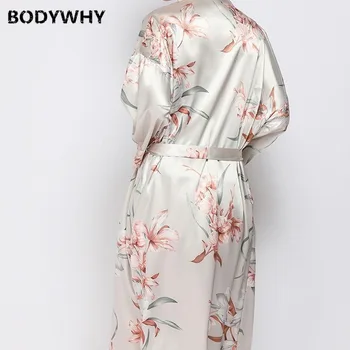 Letnie nowe piżamy symulacja jedwab Mediolan kwiat wydruku średniej długości koszula nocna, Seksowna bielizna nocna odzież domowa szlafrok odzież do spania