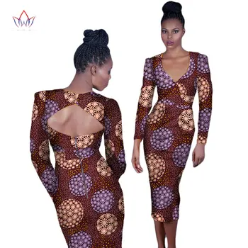 Letnie sukienki kobiety дашики Afrykański print sukienka z długim rękawem sukienka o długości do kolan plus size odzież Damska 6XL WY1775