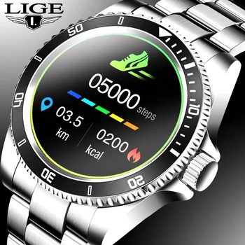LIGE 2020 moda pełne koło ekran dotykowy męskie inteligentny zegarek wodoodporny Sport fitness muzyka zegarki luksusowe inteligentny zegarek dla mężczyzn