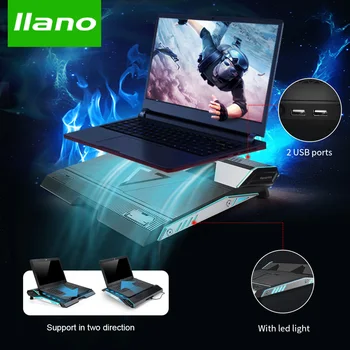 LLANO V6 przenośny chłodzenie do laptopa z portami USB 2.0 16 Led Air Cooler wentylator podstawowy cooler na laptopa 15 15.6 17 cali