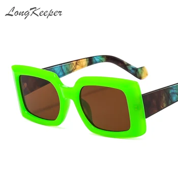 LongKeeper fluorescencyjne zielone okulary Kobiety mężczyźni kwadratowe okulary vintage uliczne show punk odcienie Gafas de sol