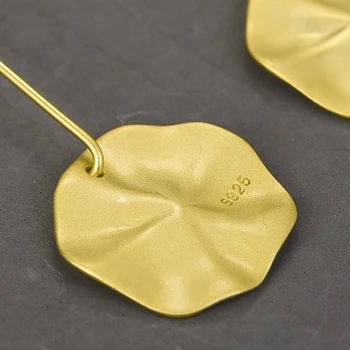Lotus Fun 18k Gold Lotus Leaves kolczyki kolczyki prawdziwe srebro próby 925 naturalny ręcznie projektant biżuterii dla kobiet Bijoux