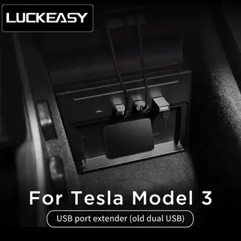 LUCKEASY Car Interior Modification For Tesla Model 3 USB extender 4 port adapter for Type-C charging port U Disk interface