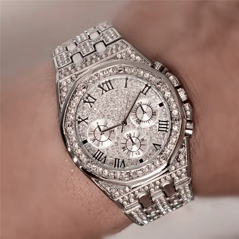 Luksusowe Iced Out Watch Gold Diamond Watch Top Brand for Men kwadratowy zegarek kwarcowy wodoodporny zegarek Relogio Masculino zegarki męskie