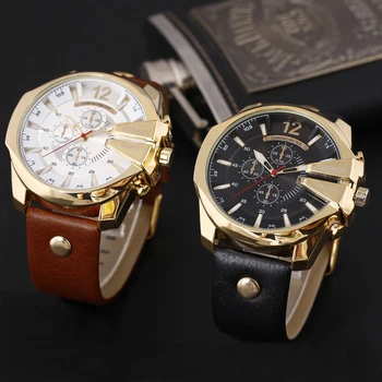 Luksusowej marki CURREN Fashion Big Dial męskie zegarki wojskowe Sportowe zegarek kwarcowy Skórzany pasek biznesowe, metalowe, mężczyzna zegarki męskie