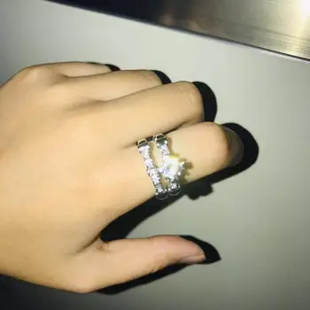 Luksusowy, różowego Złota kolorowy pierścień europejskie i amerykańskie kobiece serce i Strzała CZ pierścionek zaręczynowy
