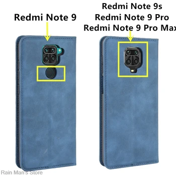 Magnetyczna adsorpcji Pu skórzane etui dla telefonu Xiaomi Redmi Note 9 Pro Max 9s retro etui portfel biznes telefon pokrywka