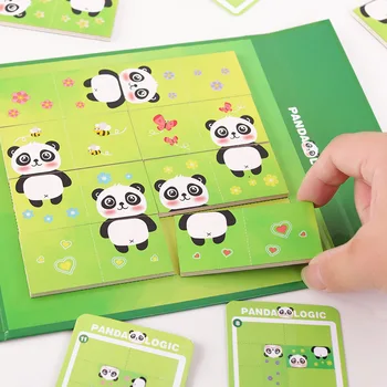 Magnetyczna Montessori Panda Drewniane Klocki Przenośny Logicznego Myślenia Stężenie Magnetyczna Książka Interakcji Zabawka