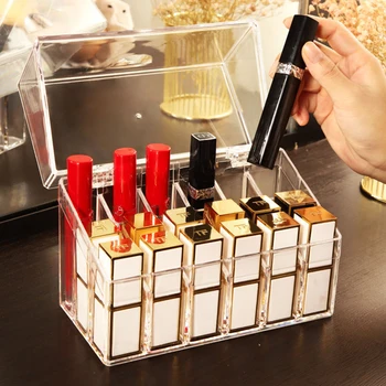 Makijaż organizator pudełko do przechowywania z pokrywą perfumy, szminka wyświetlacz akrylowy półka pojemnik do przenoszenia pokrowiec kosmetyczny dużej pojemności