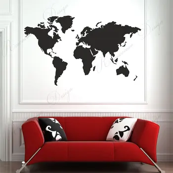 Mapa Świata Sylwetka Ściany Naklejki Winylu Sztuka Dekoracji Wnętrz Salon Sypialnia Globus Mapa Świata Naklejka Na Ścianę Wyciąć Tapety 4304