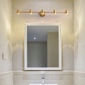 Maquiagem Profissional Completa lustro w łazience przednia lampa pełna miedź sypialnia komoda oświetlenie, nowoczesny minimalistyczny led kinkiet