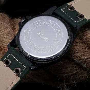 Marka Sport wojskowy zegarek moda casual kwarcowy zegarek skóra analogowe mężczyźni 2019 Nowy SOKI luksusowe zegarki Relogio Masculino