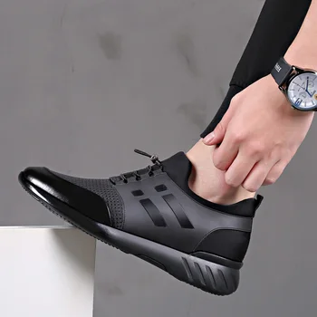 Merkmak 2020 buty Męskie jakości skórzane obuwie marki 6 cm wzrost siatki mieszkania nowy letni oddychający człowiek dorywczo buty do biegania