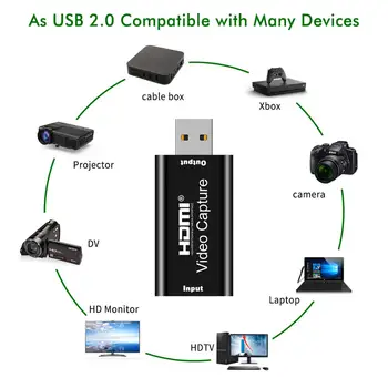 Mini Video Capture Card USB 2.0 Video Grabber HDMI Record Box dla PS4 Game DVD Camcorder HD Camera Recording Live Streaming