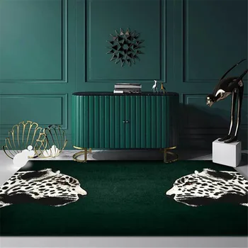 Moda Luksusowy Leopard Print Zielony Dywan Do Salonu Zwierząt Druku Dywan Kuchnia Dywany Do Prania Sypialnia Decor Dywan Na Kanapie