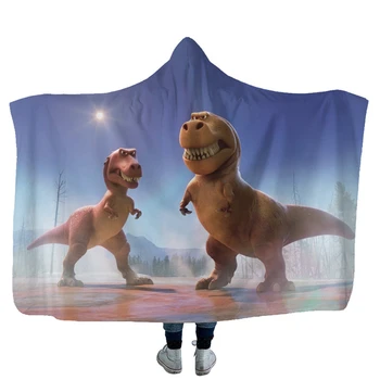Moda zwierząt bluza koc dzieci kreskówka dinozaur drukowanych zima ciepły miś z kapturem koc dorosły 130*150 cm/150*200 cm