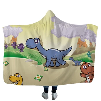 Moda zwierząt bluza koc dzieci kreskówka dinozaur drukowanych zima ciepły miś z kapturem koc dorosły 130*150 cm/150*200 cm