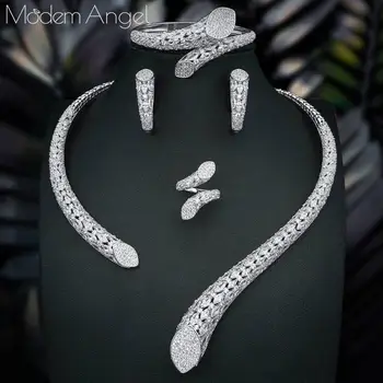 ModemAngel Luxury Brand Super AAA cyrkonia miedź kobiety ślub Naija ślubnej naszyjnik bransoletka kolczyki pierścień Dubai biżuteria