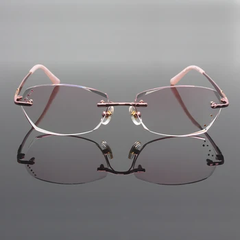 Modne okulary 8059 Diamentowe cięcie cięcie okulary bez oprawek przepis optyczne okulary ramka dla kobiet okulary