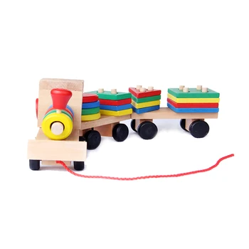 Montessori zabawki edukacyjne zabawki drewniane dla dzieci wczesnej edukacji geometryczne kształty pociąg zestawy trzy ciągnika trener