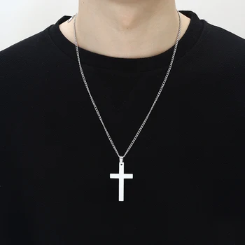Męski krzyż naszyjnik wisiorek Jezus nikotyna krzyż damski sweter łańcuch ze stali nierdzewnej naszyjnik wisiorek biżuteria