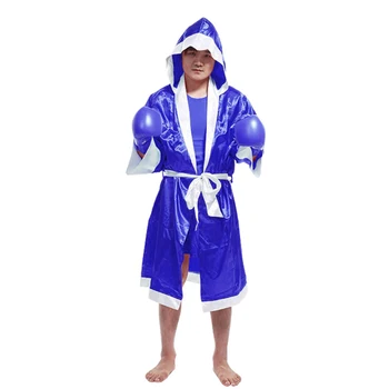 Męski szlafrok bokserski MMA boks Muay Thai mężczyźni pelerynę z kapturem z długim rękawem szlafrok kształtujący garnitur