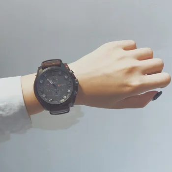 Męski zegarek elektroniczny dwuwarstwowy dial regulowany pasek z imitacji skóry wyświetlacz zegarek Kwarcowy duży okrągły Циферблатчасы męskie
