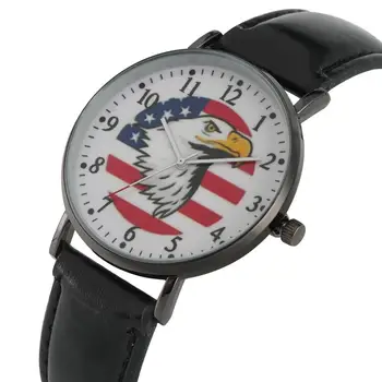 Męskie specjalne kwarcowy analogowy zegarek mody zegarek ze skórzanym paskiem znakomity amerykański flaga biały Orzeł morski wzór tarcza zegarek