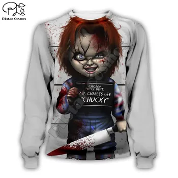 Mężczyźni Halloween terror film gra Chucky 3d print bluzy unisex bluza casual sweter na zamek strój sportowy t-shirt