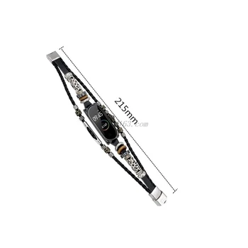 Narodowy styl Skórzany watchband retro tkane kulki metalowe klamry pasek do XIAOMI Mi Band 4/3 bransoletka akcesoria