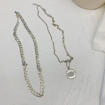 Naszyjnik ze srebra próby 925 wisiorek dla kobiet dwuwarstwowej, wysokiej jakości delikatne srebro 925 biżuteria