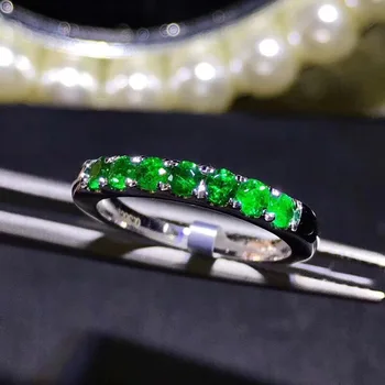 Natura szmaragdowo-zielone pierścienie 925 srebro kamień marka pierścień dla kobiet partii wykwintne biżuteria