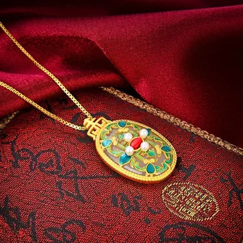 Naturalny Хэтянь jade retro wisiorek naszyjnik 925 srebro biżuteria chalcedon Amulet prezenty dla kobiet
