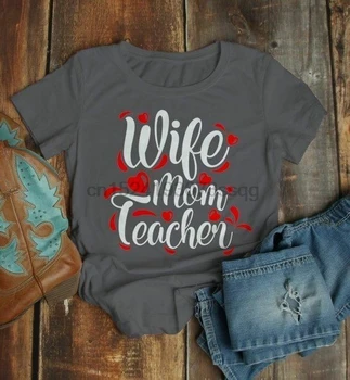 Nauczyciel Koszule Dla Kobiet Nauczyciel Koszulka Żona, Mama Nauczyciela Pomysł Na Prezent