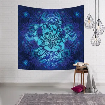 Niebieski Słoń Gobelin Indie Tekstylia Do Domu Mandala Gobelin Z Bawełny Ręcznik Plażowy Dywan Ścienne Dekoracja