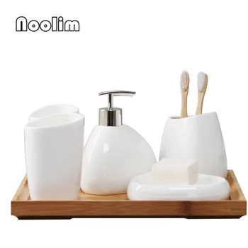 NooLim china Six-piece Set ceramika akcesoria łazienkowe zestaw dozownik mydła/szczoteczki do zębów/szklanka/mydelniczka produkt łazienki