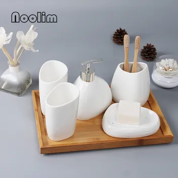 NooLim china Six-piece Set ceramika akcesoria łazienkowe zestaw dozownik mydła/szczoteczki do zębów/szklanka/mydelniczka produkt łazienki