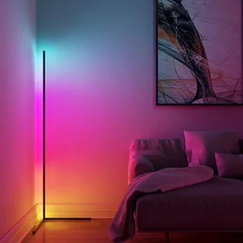 Nordic Minimalist Corner RGB LED Floor Lamp Lighting Modern Dimming Floor Light for Living Room, Bedroom Indoor Light Fixtures
