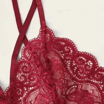 Nowa Moda Kobiety Sexy Plus Size Koronkowa Bielizna Biustonosz Stringi Komplet Bielizny Czarny Czerwony Regulowany Piżamy Intymne Egzotyczne Odzież