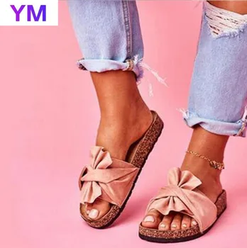 Nowe damskie kapcie z modnymi motyl-węzeł lato plaża Bajki styl gorący styl kapcie codzienne sandały dla kobiet